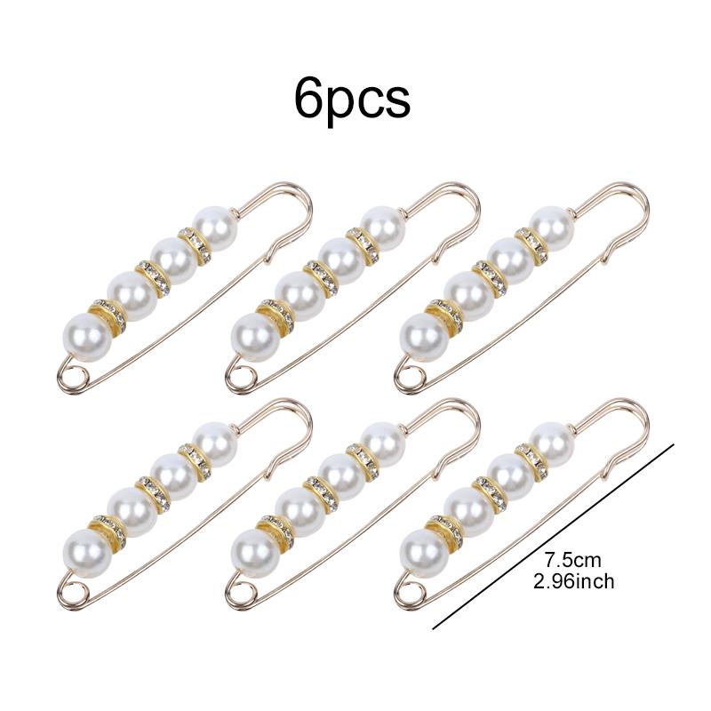 6pcs Adjustable Buckle Artificial Pearl Waist Pin Clips For Trousers Pants Skirts Dress Waistline Adjusting Shirts Sweater TMZ