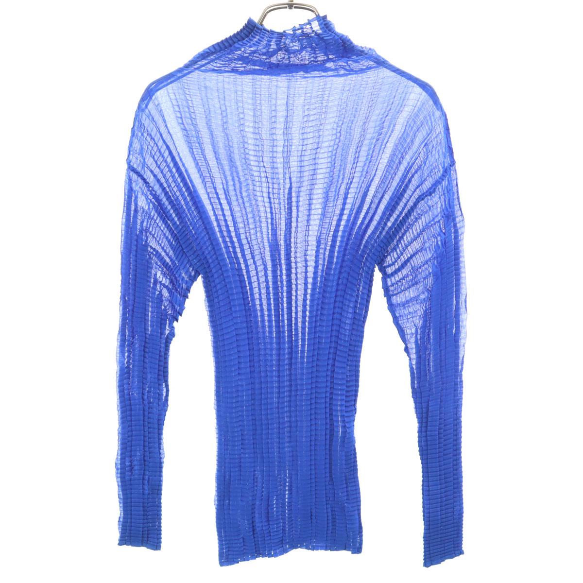 

ISSEY MIYAKE 90-е Старый Лонгслив Высокий воротник Разрез синий Женский Б/у