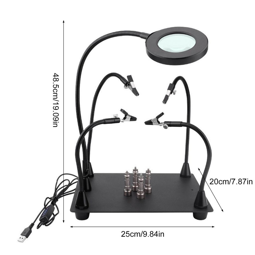 Multifunctional Helping Hands Soldering Station with 6x Magnifying Glass Light Soldering Aid Fixture for Precise Repairs