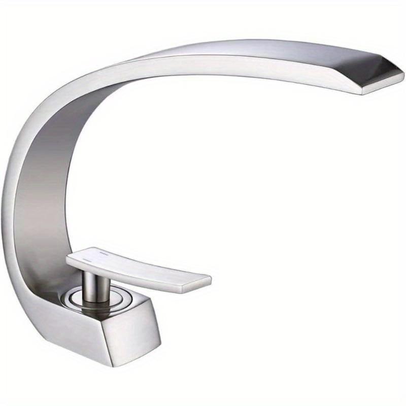 1pcs New Gold Single Handle Bathroom Sink Faucet, Long Neck Elegant Design Single Hole Lavatory Faucet Basin Mixer Tap LS