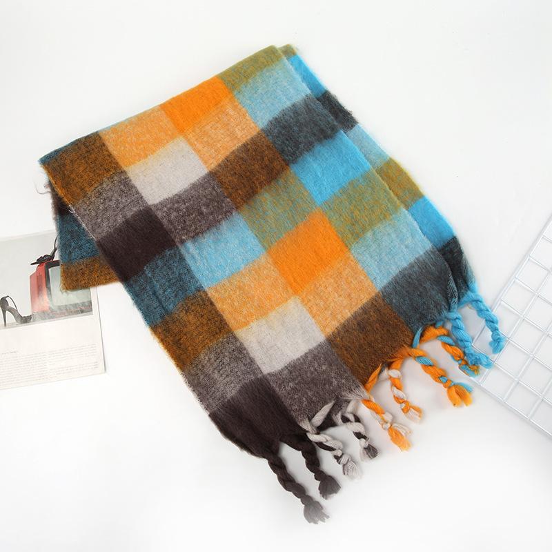 

Женский зимний толстый и теплый шарф с толстыми кисточками, универсальный новый шарф, осенне-зимний клетчатый шарф 250*36CM