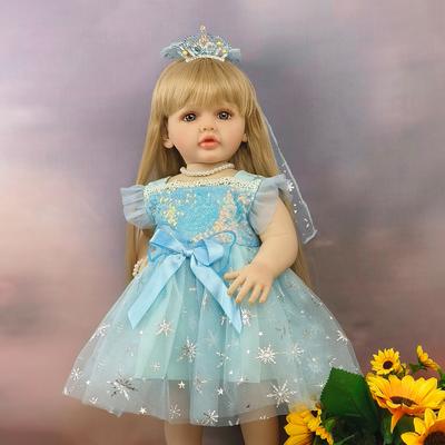 55cm Full Vinyl Body Simulation Reborn Dolls Betty Pretty Princess Girl Baby Doll with Long Hair Brown Gold Color Optional Cute Rebirth Dolls for Kids