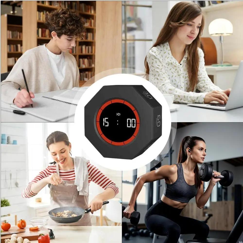 Gravity Sensor Visual Countdown Device USB Rechargeable Multi-Hexagon Cube Timer  Study Tool
