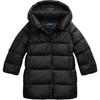 Polo Down Jacket Solid Color Mid-Length Removable Hood Loose Zipper Long Sleeve Kids Jackets Black 313940329-001