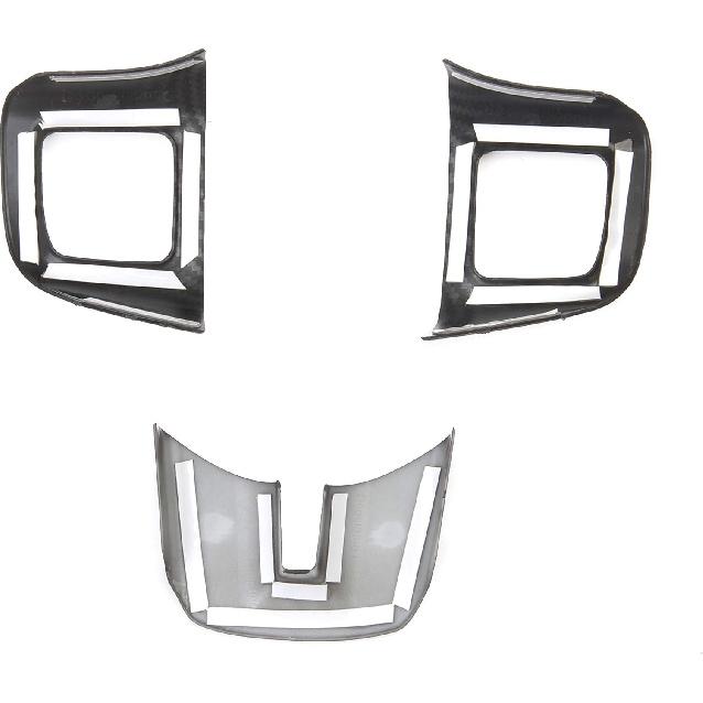 Steering Wheel Carbon Fiber Moulding Chrome Cover Trims Kit for 2010 2011 2012 2013 2014 Dodge Challenger Charger Dart Durango and Journey