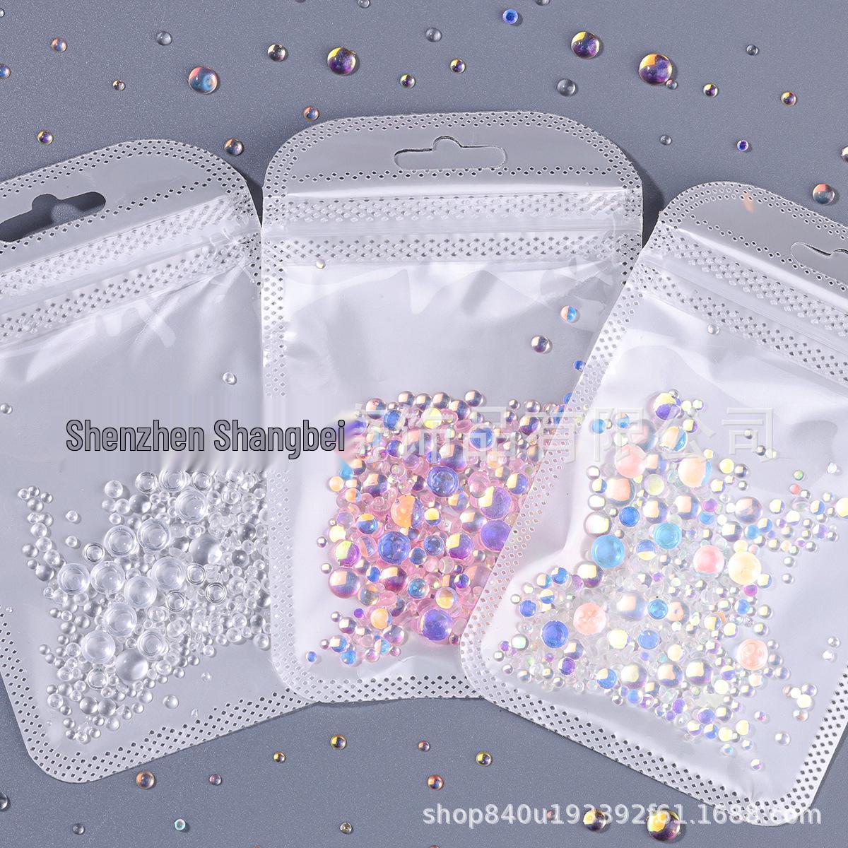 Iridescent Mermaid Nail Art Beads - Mixed Sizes Colors 4mm