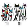 1/2 st Katt Väggkonst Dekor Minimalistisk Design Järn Geometrisk Katt Vägghängande Dekoration med Klistermärken eller Skruvar för Heminredning