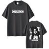 Maglietta Obsession Lavaggio Vintage Unisex Oversize Gotica Streetwear Morbido Cotone Manica Corta Maglietta Regalo Top 2026 Vendita Calda