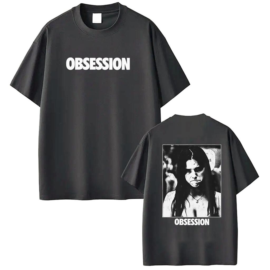 Maglietta Obsession Lavaggio Vintage Unisex Oversize Gotica Streetwear Morbido Cotone Manica Corta Maglietta Regalo Top 2026 Vendita Calda