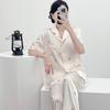 Women's 2025 Ice Silk Pajamas: Summer Thin, Loose Fit, Short Sleeve & Long Pants Set for Spring/Autumn