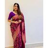 Silk Saree from the ALMAARI Store Is Adorned with Beautiful Zari Work In Form of Traditional Motifs.