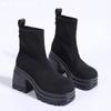 fashion Platform Women Thick Sock Bootsl Elegant High Heels Shoes Woman 2025 Trend Fashion Knitting Cozy Dress Ankle Boots Mujer Botas