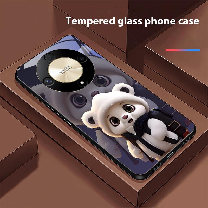 Cute Little Panda For Honor Magic 6 50 70 90 Lite X7b 200 Pro Nova 10 Nova 5T X6 P30 Pura 70 Ultra Tempered Glass Phone Case
