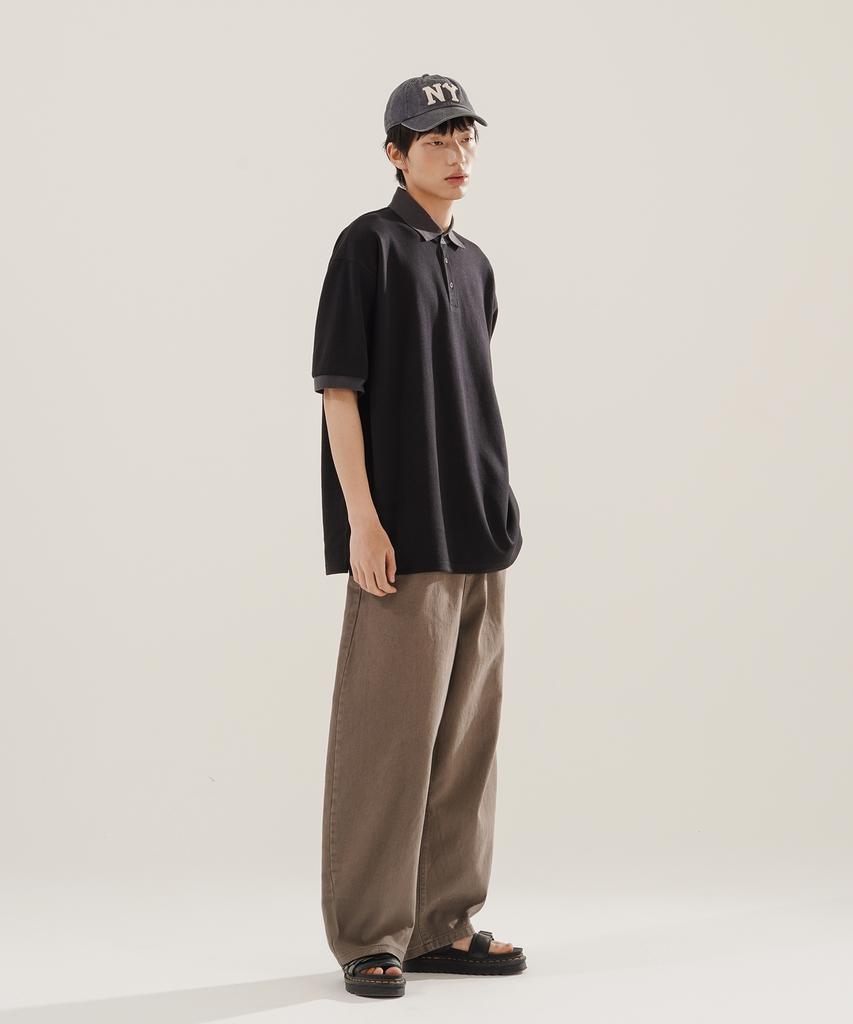 JEMUT Chess Ringer Collared Short Sleeve T-Shirt Black Kjst2616