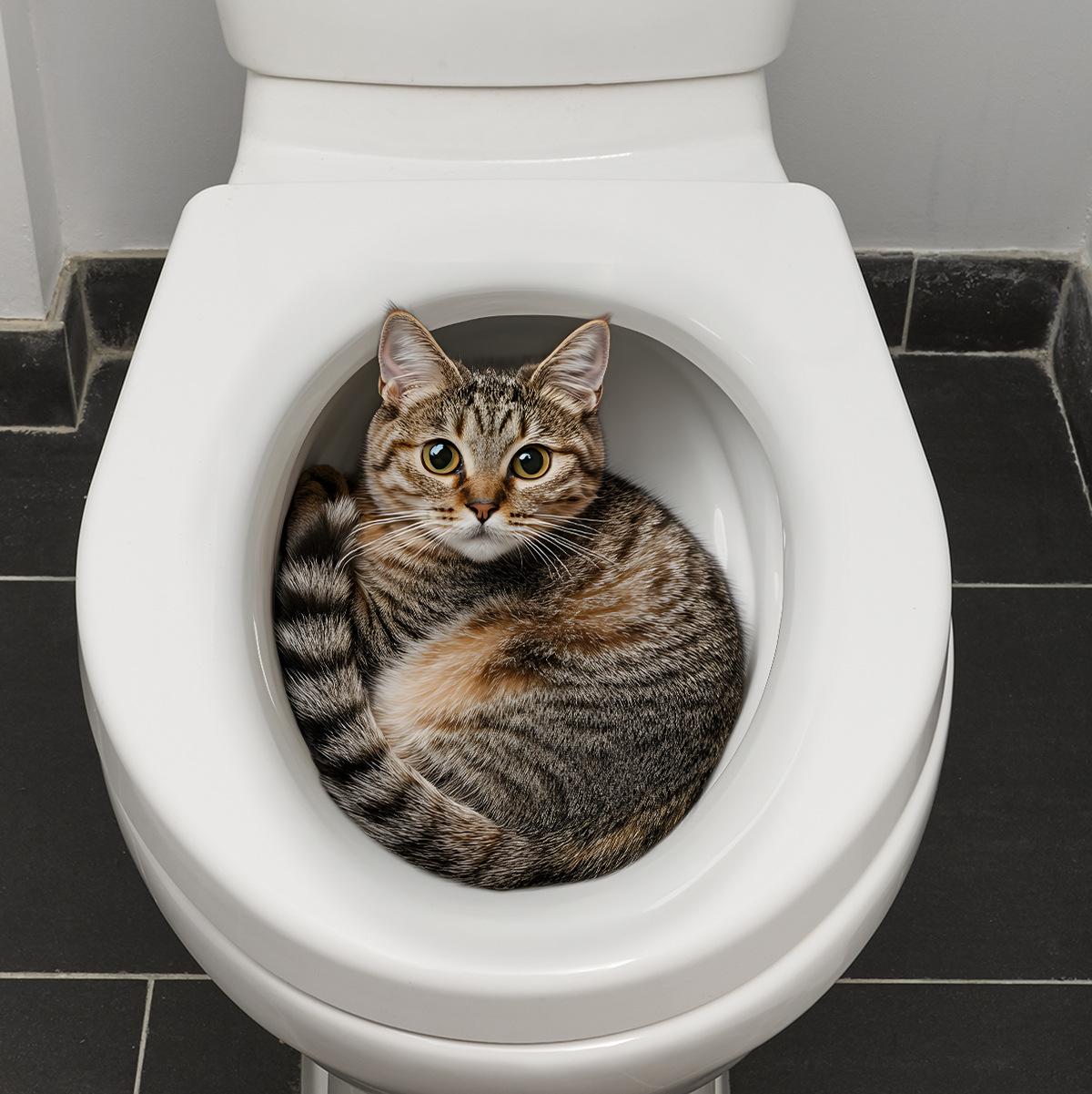 

Funny Cat Toilet Lid Decal Waterproof WC Sticker Removable Self-Adhesive Decor Household Stickers S505
