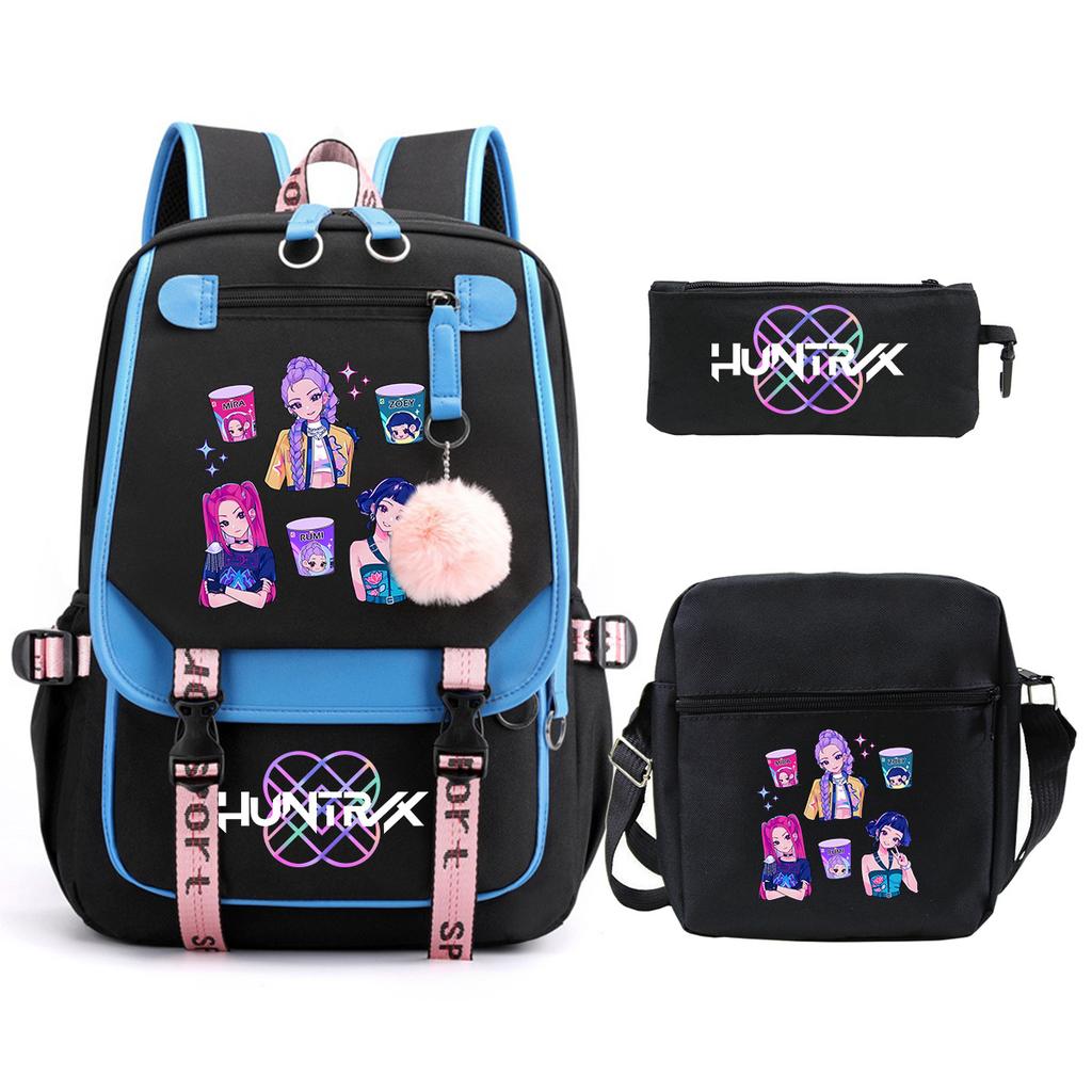 KPop Demon Hunters Korean version of student school bag children's backpack pencil bag set