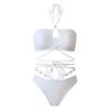New European and American split bikini swimsuit female sexy neck strap beach vacation bikini wrap skirt three-piece set