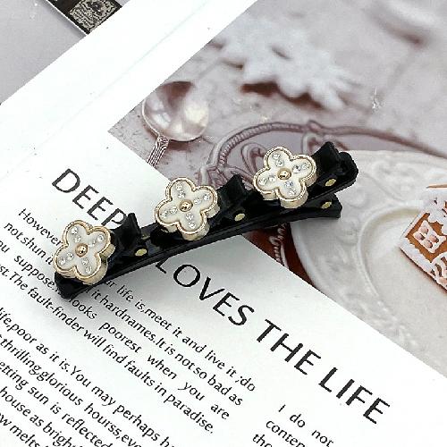 Double Layer Braided Hair Clip Vintage Rhinestone Faux Pearl BlackHairpin Barrette Elegant Hair Accessories Styling Tool Braider