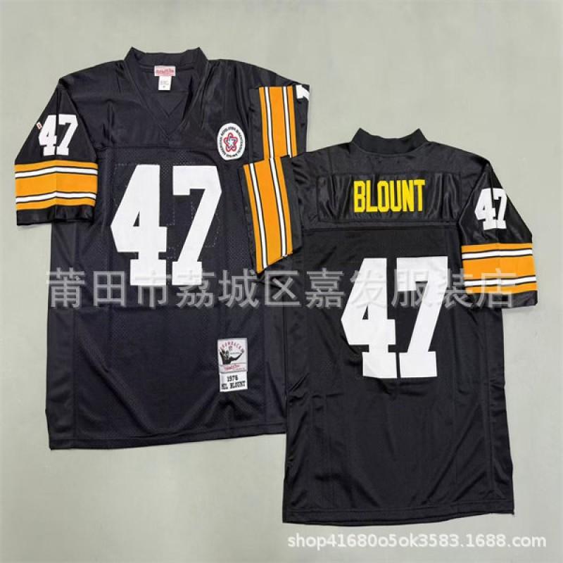 Pittsburgh Steelers Vintage NFL Football Jersey Men Cotton Embroidered Training Shirt Rugby Sport Wear