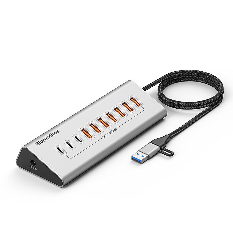 BlueShuo USB 3.2 10-Port Typ-C Hub Splitter für Laptops & Desktops