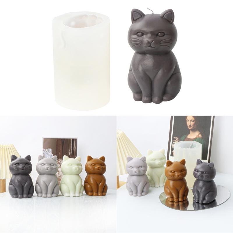 3D Fat Cat Shaped Candle Silicone Mold for DIY Hand-made Candle Ornaments Mould Handicrafts Making Tool Baking Mold