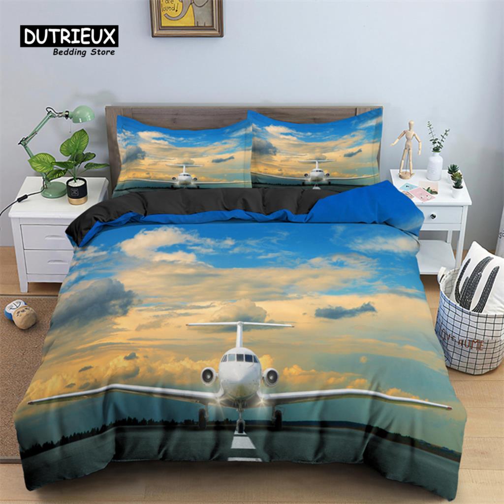 3D Airplane Printed Bedding Set Kids Adults 2/3pcs Duvet Cover With Pillowcase Comforter Bedding Quilt Cover Luxury Bedding Set
