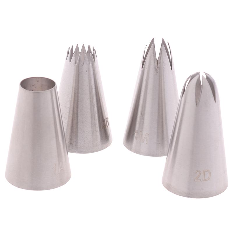 4 Stück Große Spritztüllen Gebäckspitzen Backwerkzeuge Kuchen Set Edelstahl