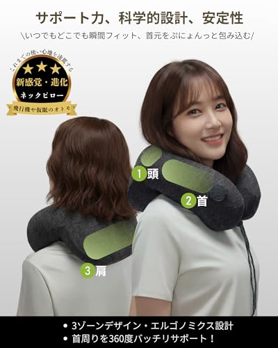 Hirashinn Nackenkissen Flugzeug Luftkissen [Bricht mit der konventionellen Weisheit von U-förmigen Kissen!] Umgekehrte L-förmige ergonomische Kissen] Ultraleicht