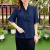 ZANZEA Women Elegant Round Neck Solid Color Loose Half Sleeve Blouse