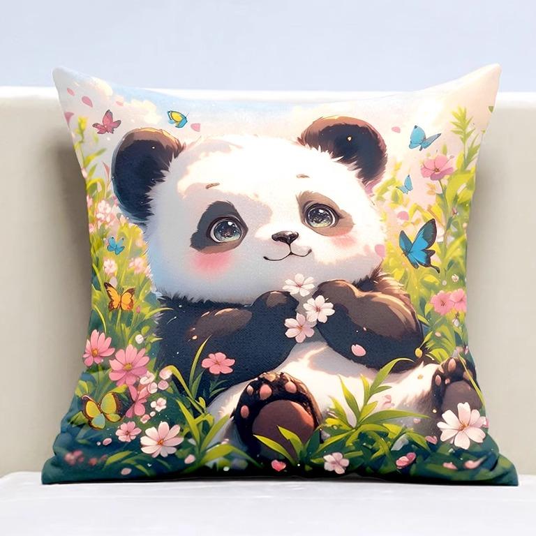 Cute Panda Pillowcase Dormitory Decoration Office Living Room Sofa Home Pillowcase