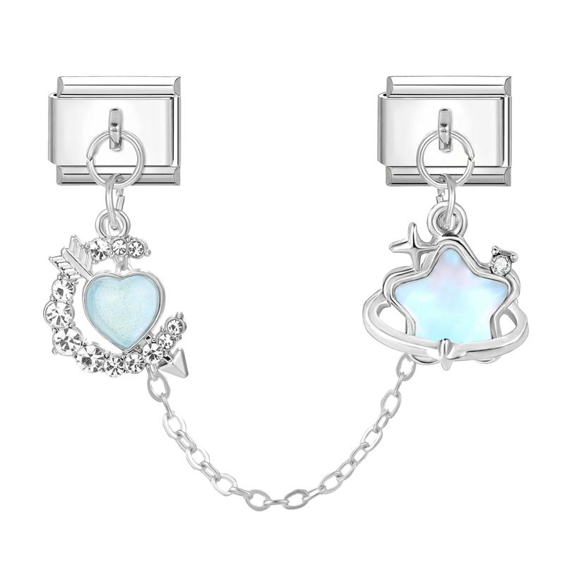 Dreamy Butterfly Moon Star Tulip Tassel Chain Italian Charm Links Fit 9MM Stainless Steel Bracelet Women DIY Making Jewelry