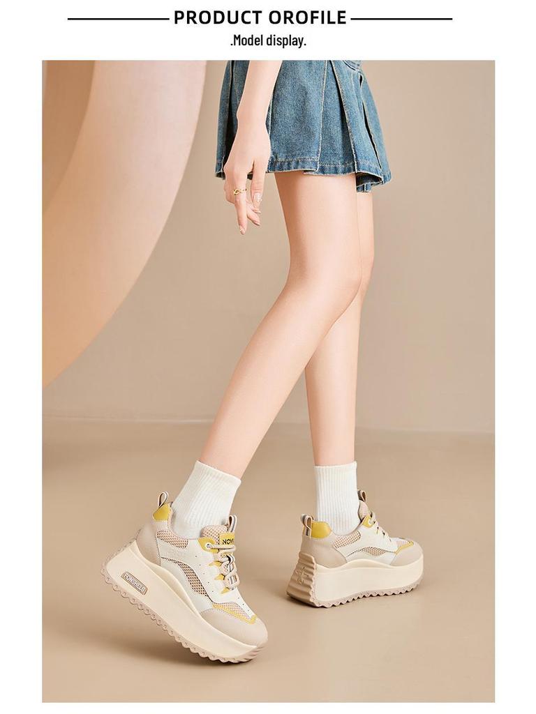 Spring/Summer 8cm Women's Platform Trainer – Versatile Sport Casual Dad Shoes