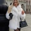 Autumn and Winter Imitation Fox Hair Toka Fur Coat Suit Collar Medium and Long Wool Coat Women's Trend
