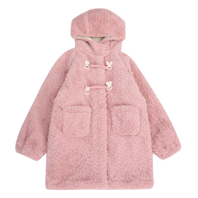 2025 Girls' Fleece-Lined Lamb's Wool Coat: Thick, Stylish Winter Wear for Children