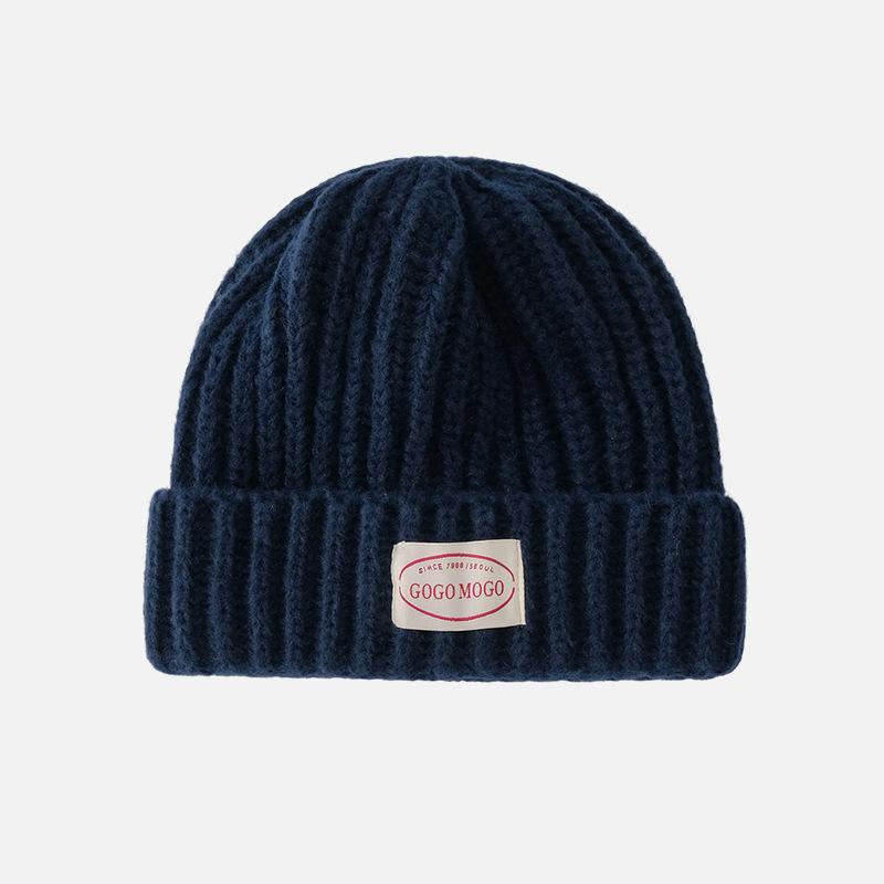 Letter Patch Woolen Hat for Women In Autumn and Winter, Face-showing Small Windproof Ear Protection Cold Hat, Fashionable and Versatile Warm Knitted