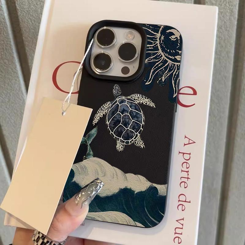 

Sea Turtle Waves Lychee Texture Silicone Phone Case For iPhone 17 Pro Max 14 Plus 11 12 13 14 15 16 Pro 17 Air Soft Cover iPhone 11 Pro