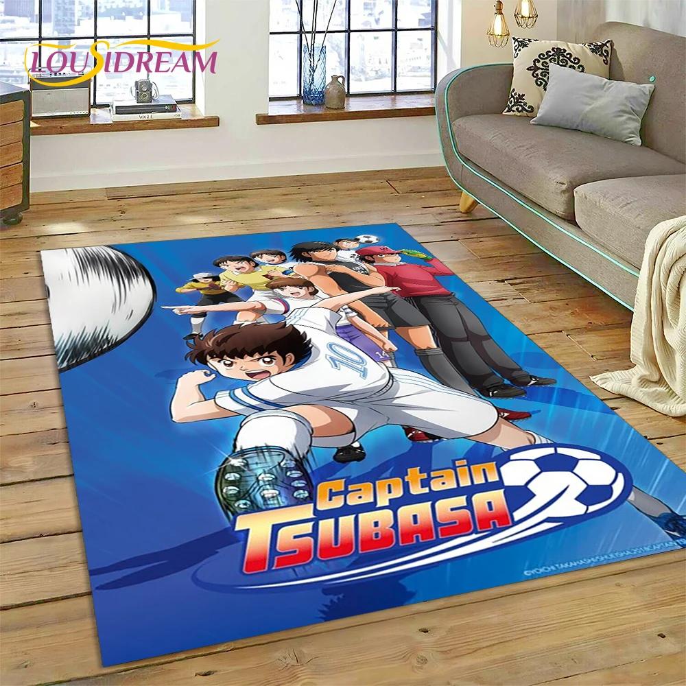 3D Cartoon Captain Tsubasa Fußballteppich für Schlafzimmer Wohnzimmer Heimsofa Dekoration, Kinderspiel Große Dekor Bodenmatte