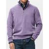Men Quarter Zip Sweatshirt Long Sleeve Stand Collar Solid Color Casual Pullover