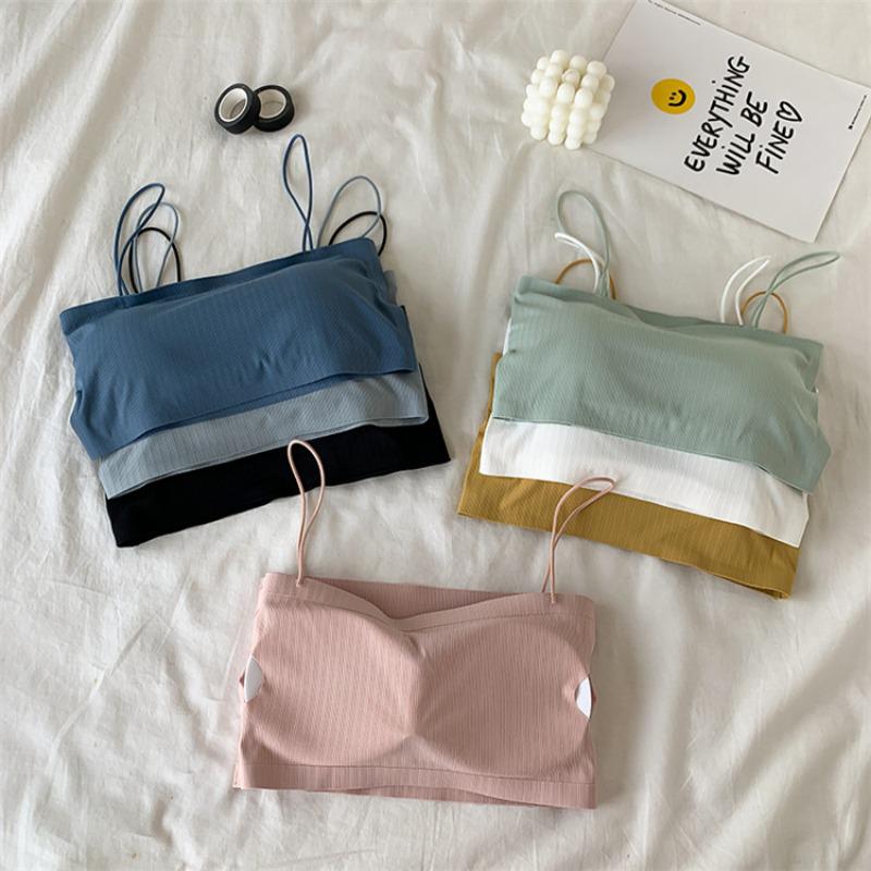 Korean Style Summer Ice Silk One-Shoulder Camisole with Anti-Exposure Back