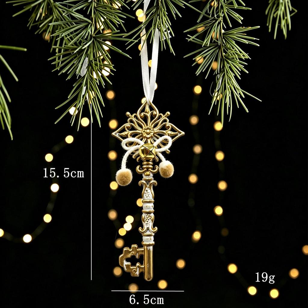 White Gold Retro Elk Snowflake Christmas Tree Ornament