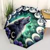 1pc Moon Wolf Compact Travel Umbrella, Automatic Folding Lightweight Windproof 8-Bone Reinforced Design,012130