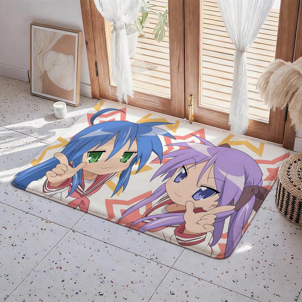 Anime L Lucky Star Floor Mat Eco Flannel Doormat Non Slip Odorless Indoor Floor Rug Soft Short Plush Home Mat