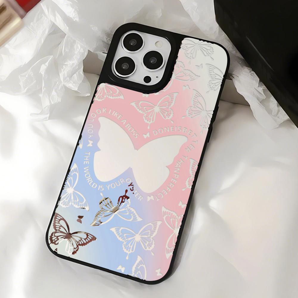 Mirror Phone Case for iPhone 15 11 13 14 for 15 16 Pro Max 12 13 16 Pro Cloud Flower and Animal Cute Style Phone Case