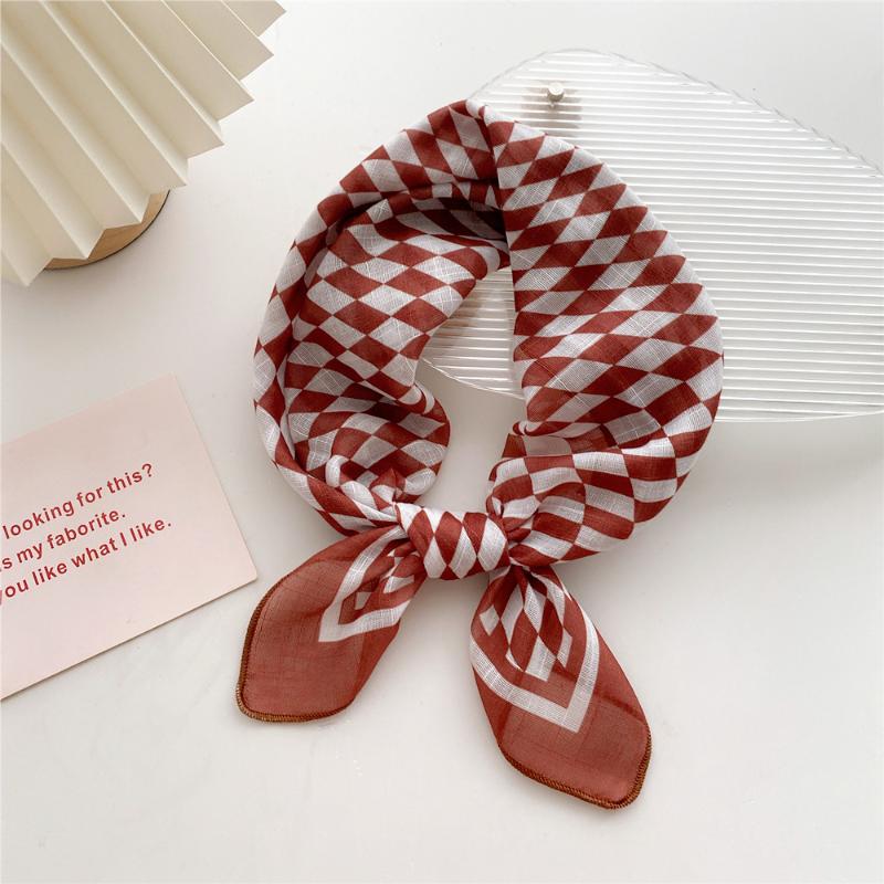 58cm Cotton Linen Women's Scarf Fashion Print for Hair and Neck Square Design