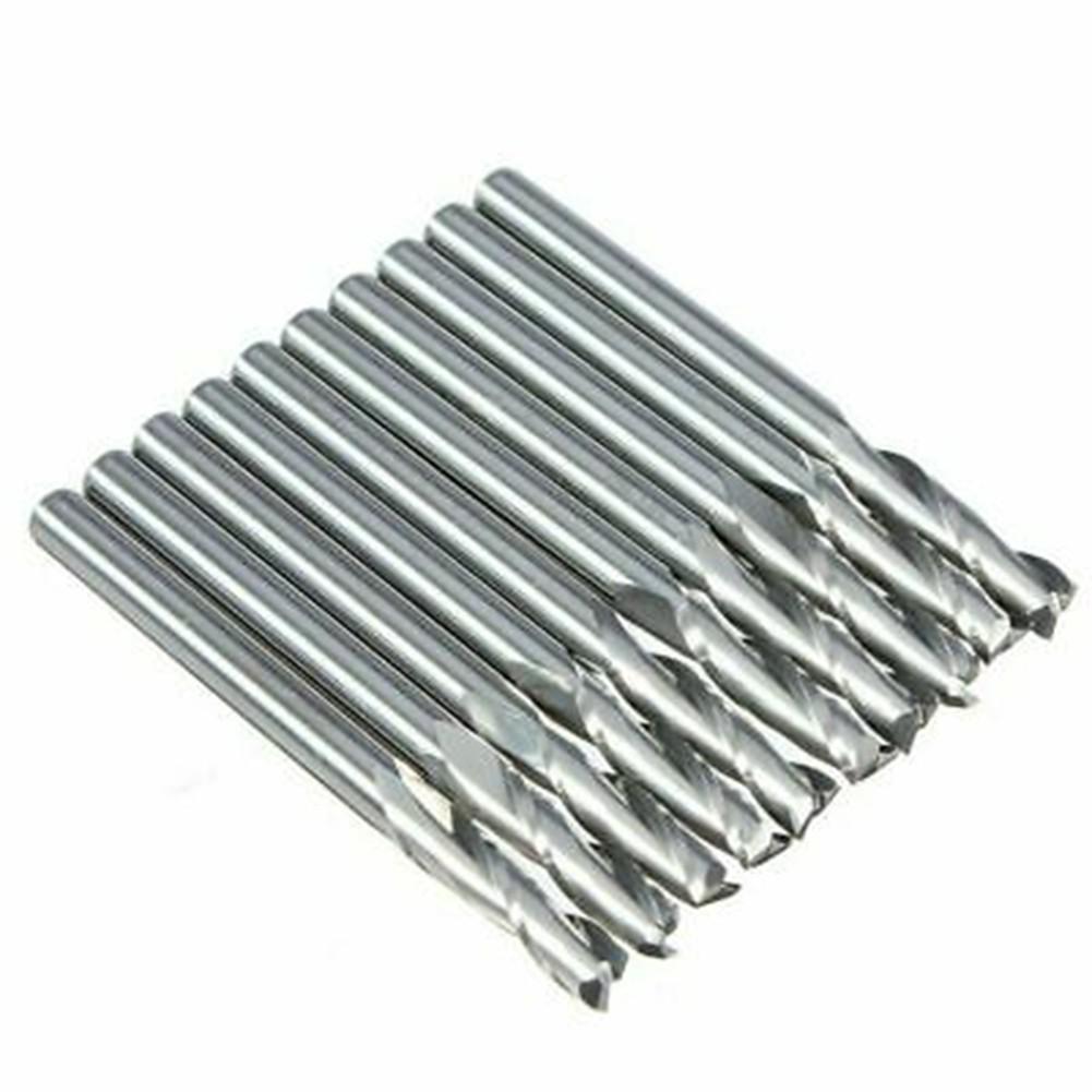 10pcs 1/8 Inch 2-Flutes Flat Nose Spiral Carbide End Mill CNC Router Bits 22mm