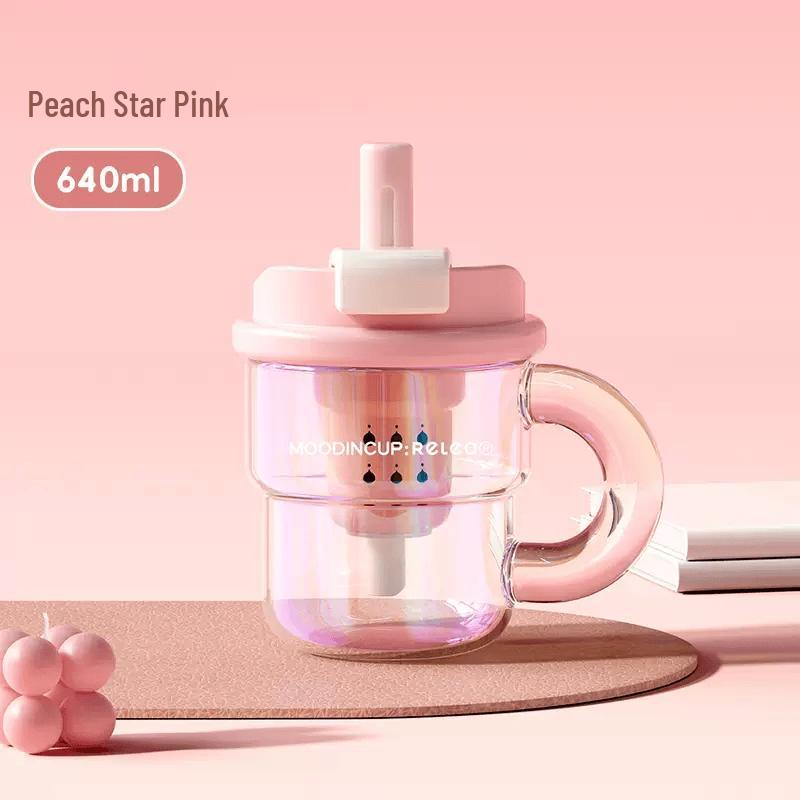 

Wushengwu 640ml Glass Water Bottle with Straw & Tea Infuser