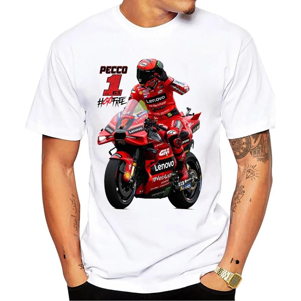 Francesco Bagnaia Pecco 1 GP Riding T-Shirt Hip Hop Boy Rider Casual T Shirt Pecco 63 Man Motorcycle Sport Racing White Tees
