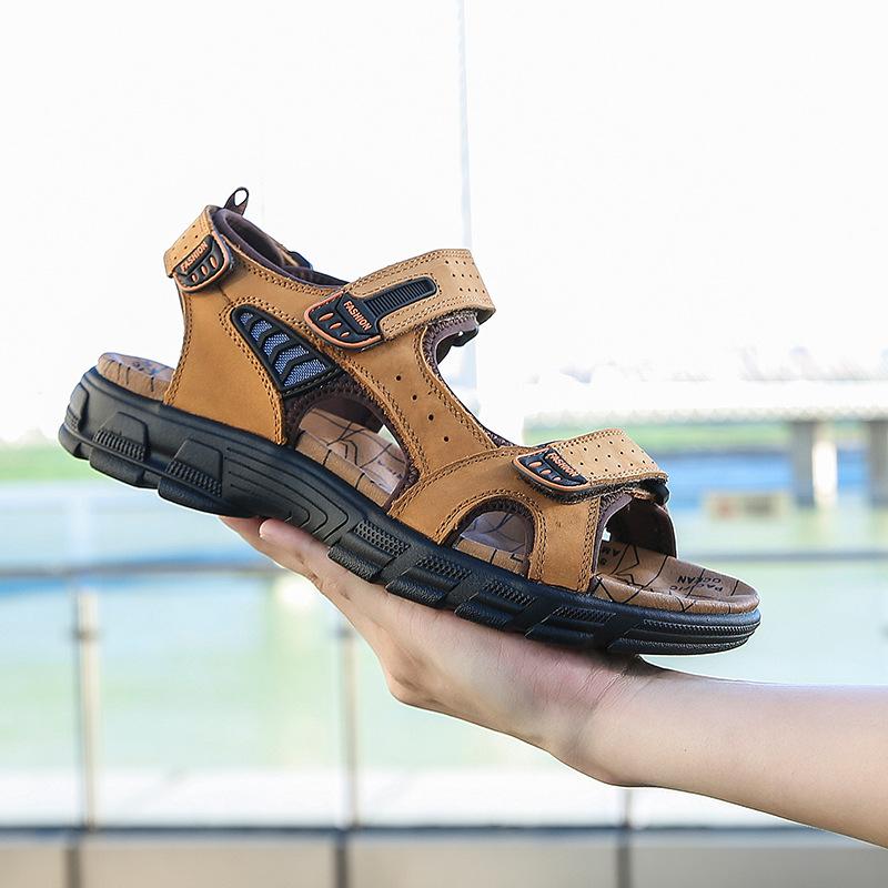 Fashion Genuine Leather Men's Sandals Summer Outdoor Non-slip Hiking Trekking Shoes for Men Beach Slippers Casual Sneakers 2025