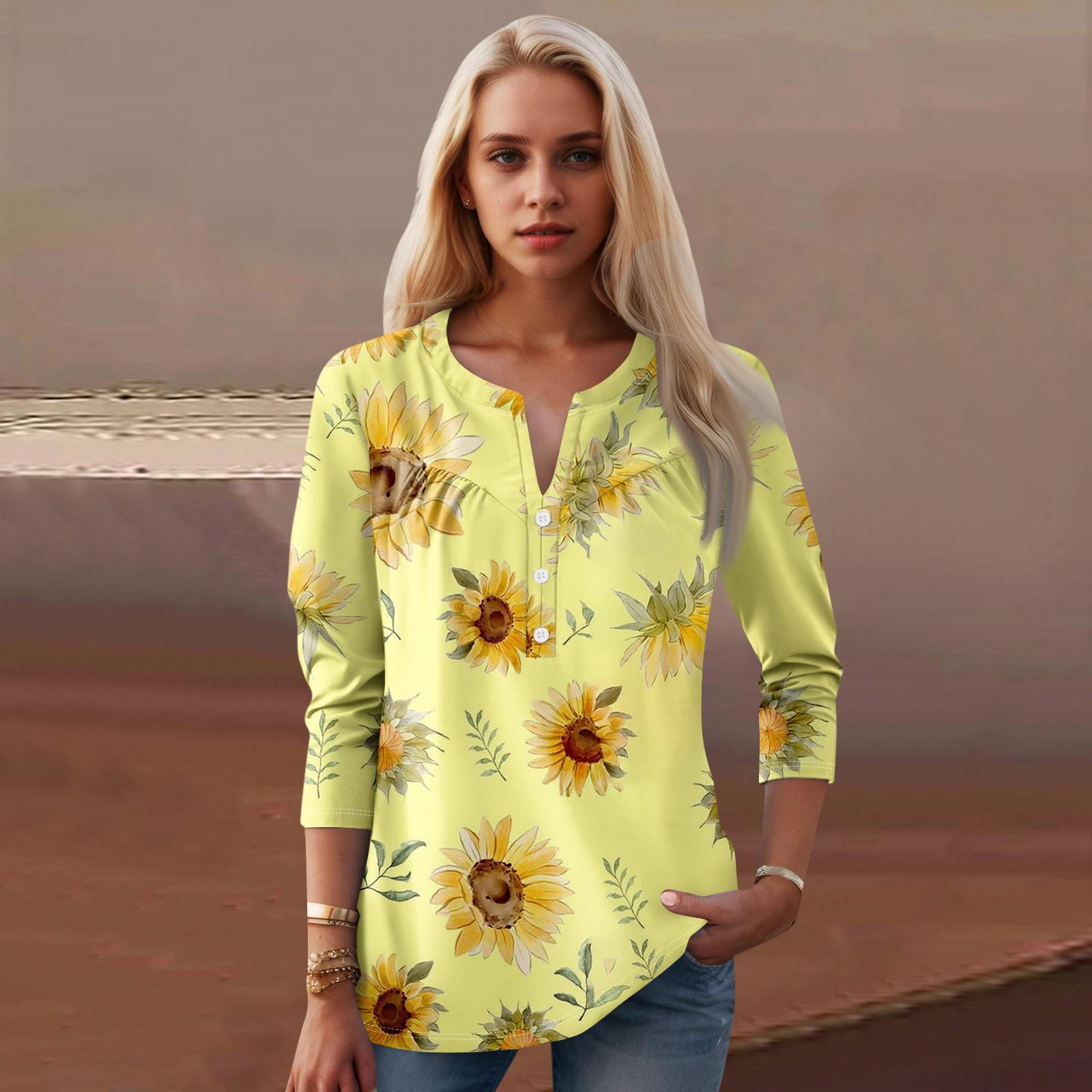 

Женская мода повседневный топ с длинным рукавом и круглым вырезом с цветочным принтом XL