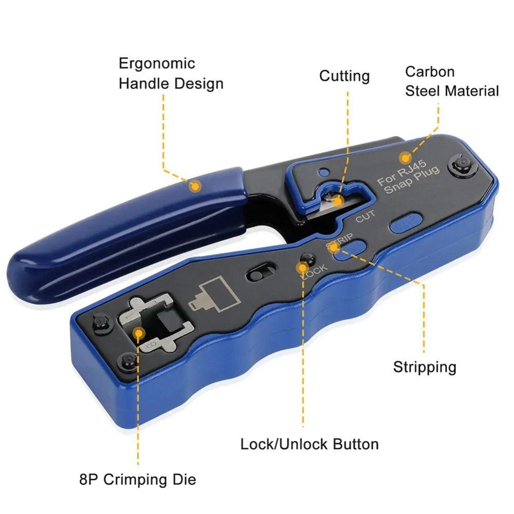 Clamping Network Cable Pliers Ergonomic Handle Cable Crimper Manual Pliers Tool Ethernet Wire